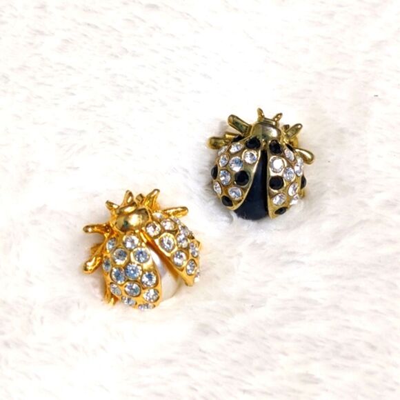 Vintage Petite Rhinestone/Goldtone Ladybug Brooches -Scatter Pins - Picture 5 of 16